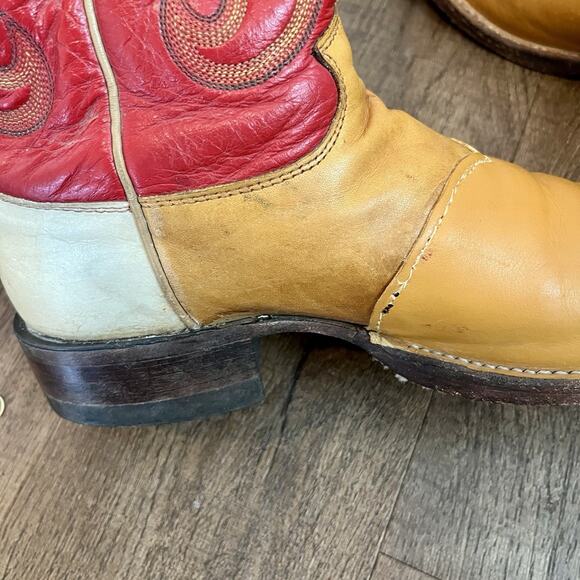 Vintage Justin Boots / Size 9/ Tricolored #5304 / Saddle Latigo/ 1998 main image 4